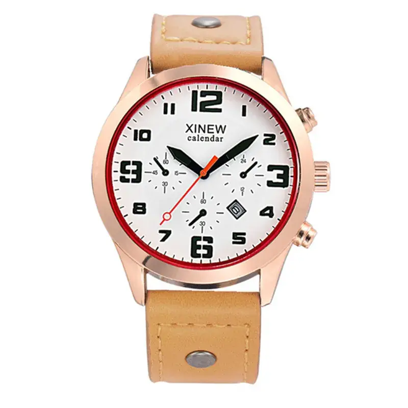 Men's Rose Gold Chronograph Watch with Green Leather Band - Image 3