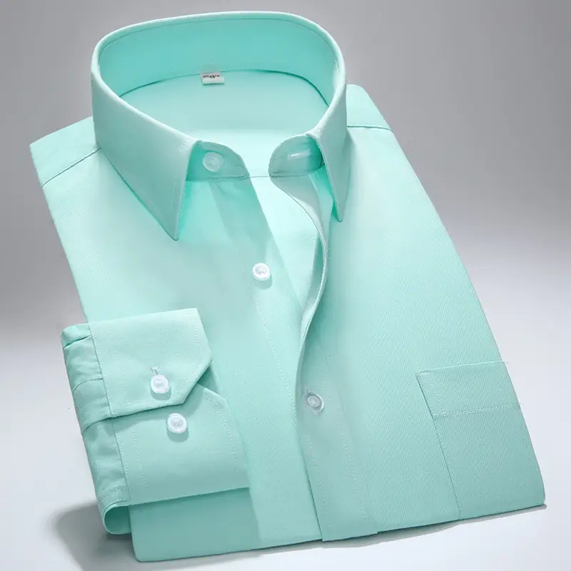 Men's Light Blue Long Sleeve Business Shirt - Image 10