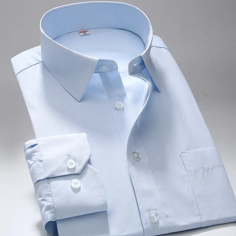 Men's Light Blue Long Sleeve Business Shirt - Image 13