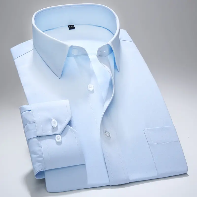 Men's Light Blue Long Sleeve Business Shirt - Image 2