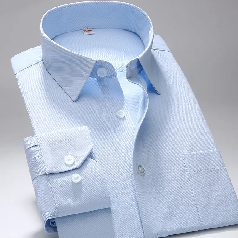 Men's Light Blue Long Sleeve Business Shirt - Image 6