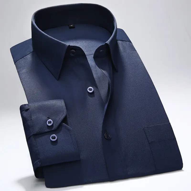 Men's Light Blue Long Sleeve Business Shirt - Image 9