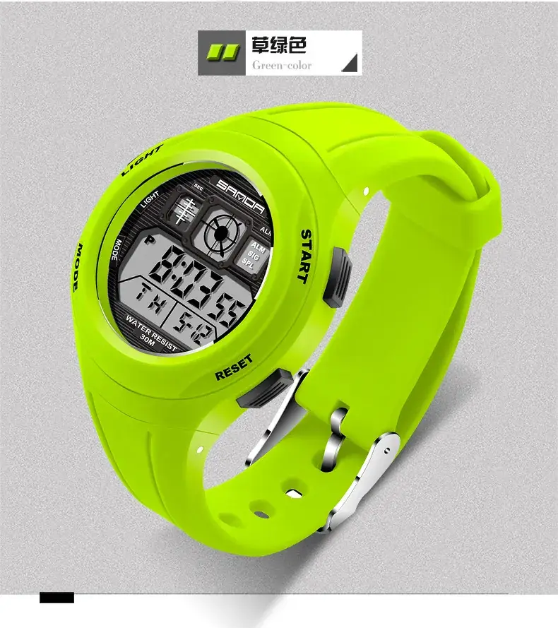 Blue LED Sports Watch for Men Women Students Waterproof - Image 2
