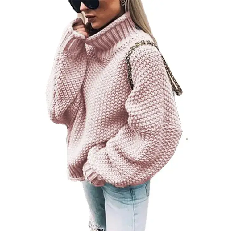 2025 Women's Curled High Neck Sweater Purple - Image 16