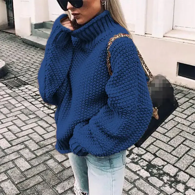 2025 Women's Curled High Neck Sweater Purple - Image 11
