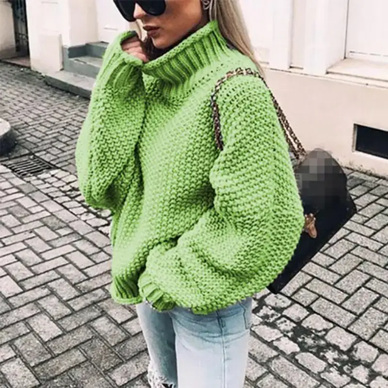 2025 Women's Curled High Neck Sweater Purple - Image 9