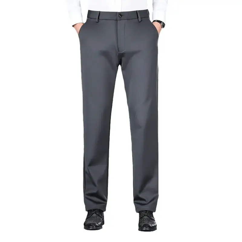 Ice Silk Stretch Men's Pants Black High Waist - Image 9