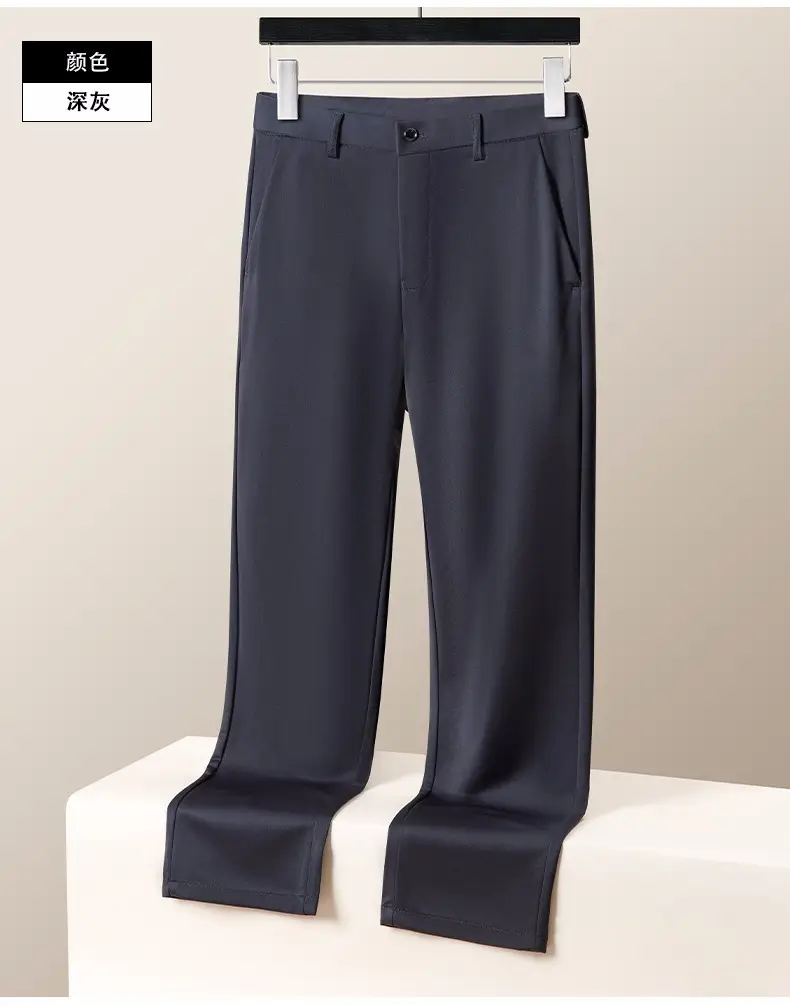 Ice Silk Stretch Men's Pants Black High Waist — feature 11
