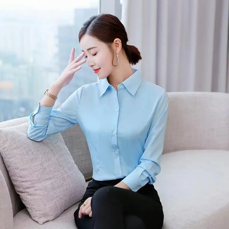 Women's Long Sleeve Anti-Exposure Shirts White Large - Image 115