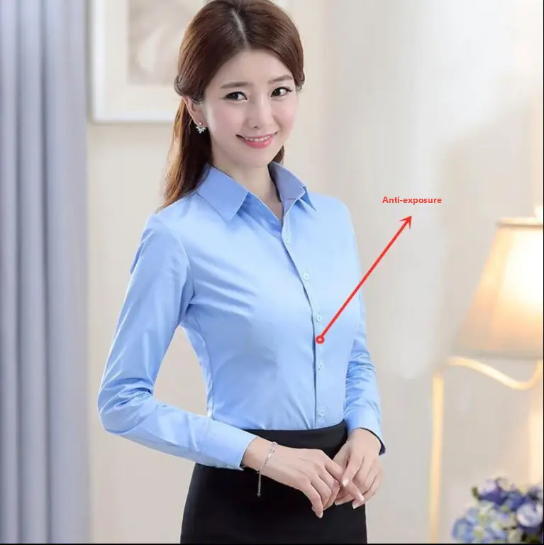Women's Long Sleeve Anti-Exposure Shirts White Large - Image 41