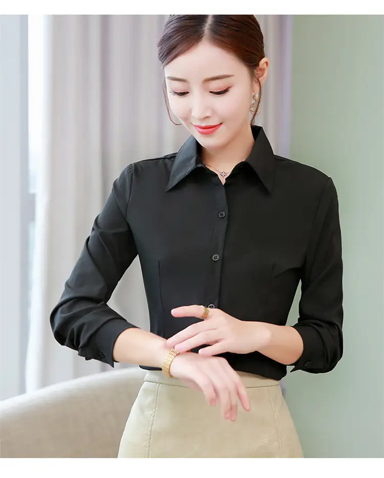 Women's Long Sleeve Anti-Exposure Shirts White Large - Image 2