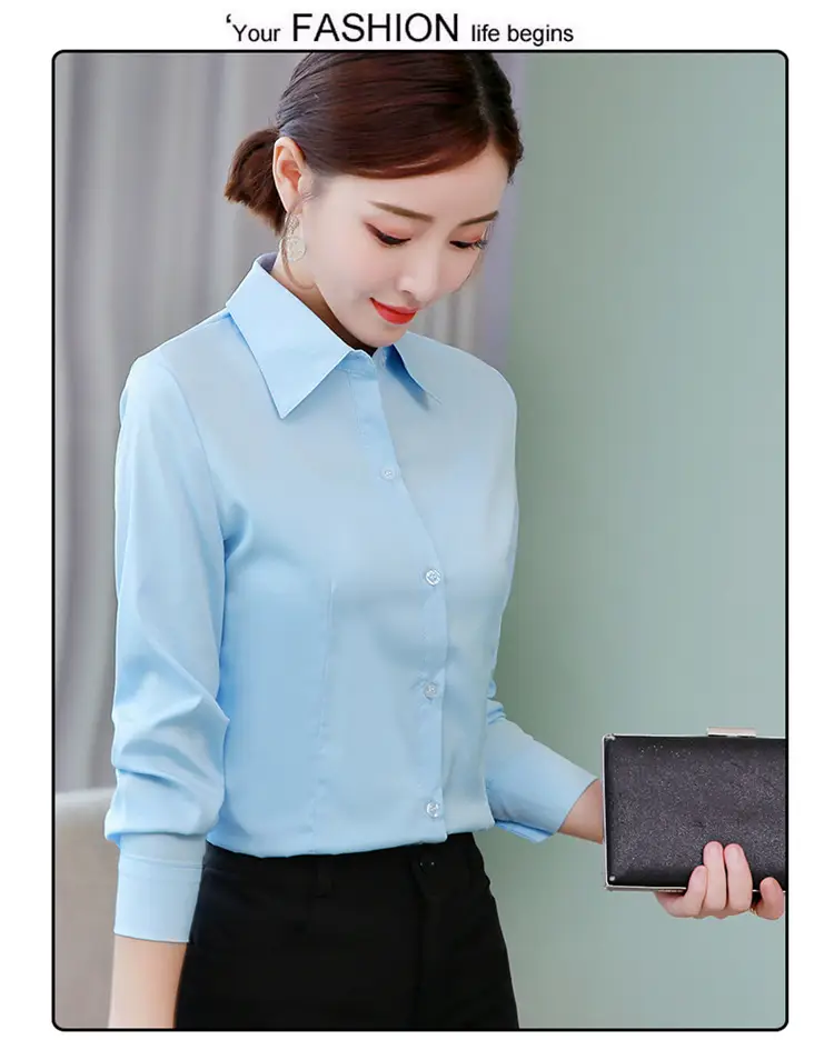 Women's Long Sleeve Anti-Exposure Shirts White Large - Image 3