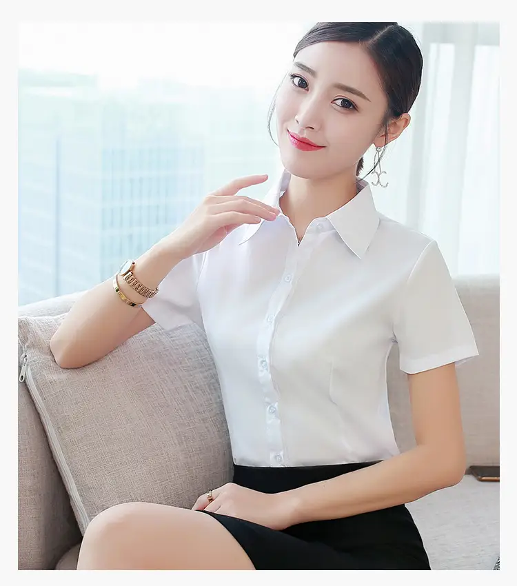 Women's Long Sleeve Anti-Exposure Shirts White Large - Image 5