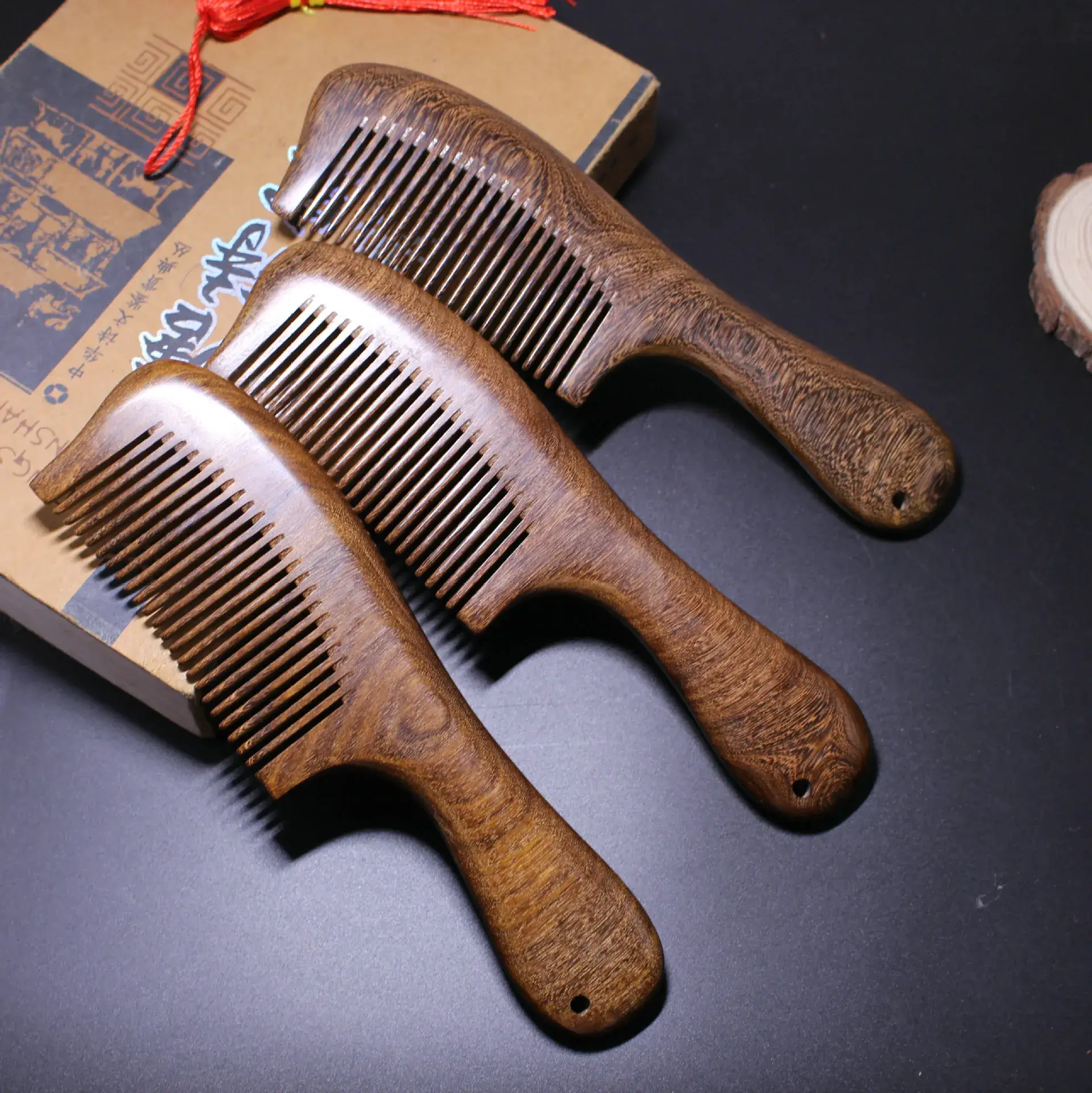 Natural Black Wood Hair Comb for Women - Image 4