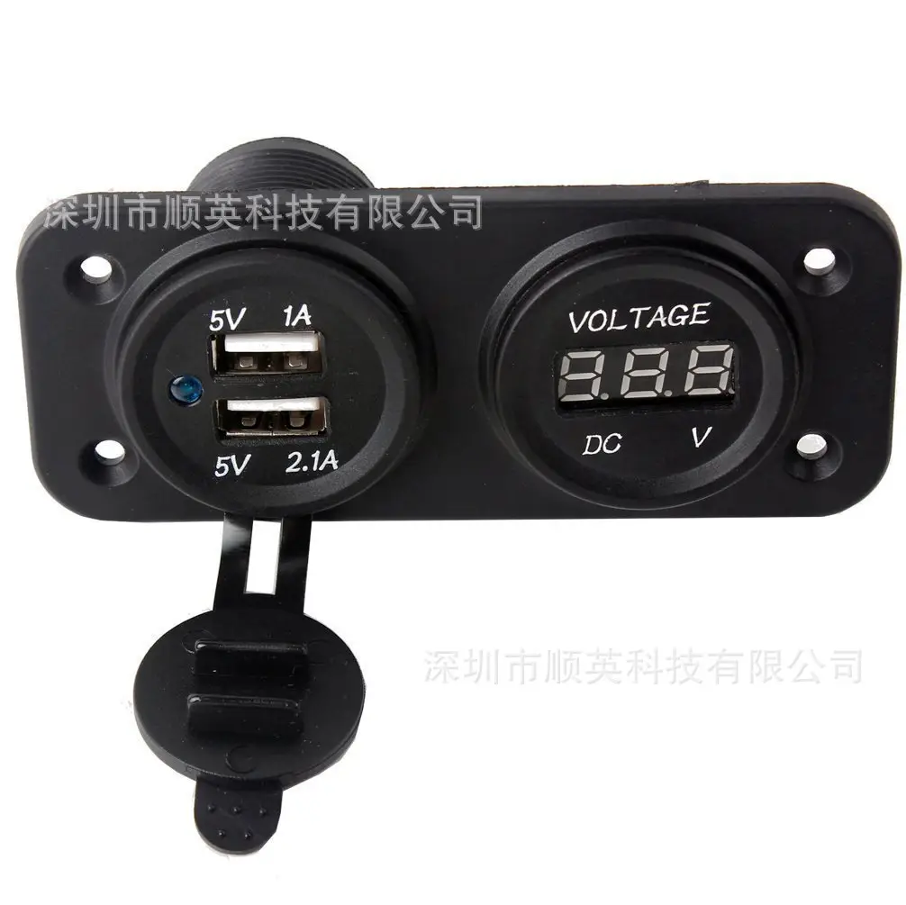 Dual USB Car Charger with DC Voltmeter 12-24V - Image 2