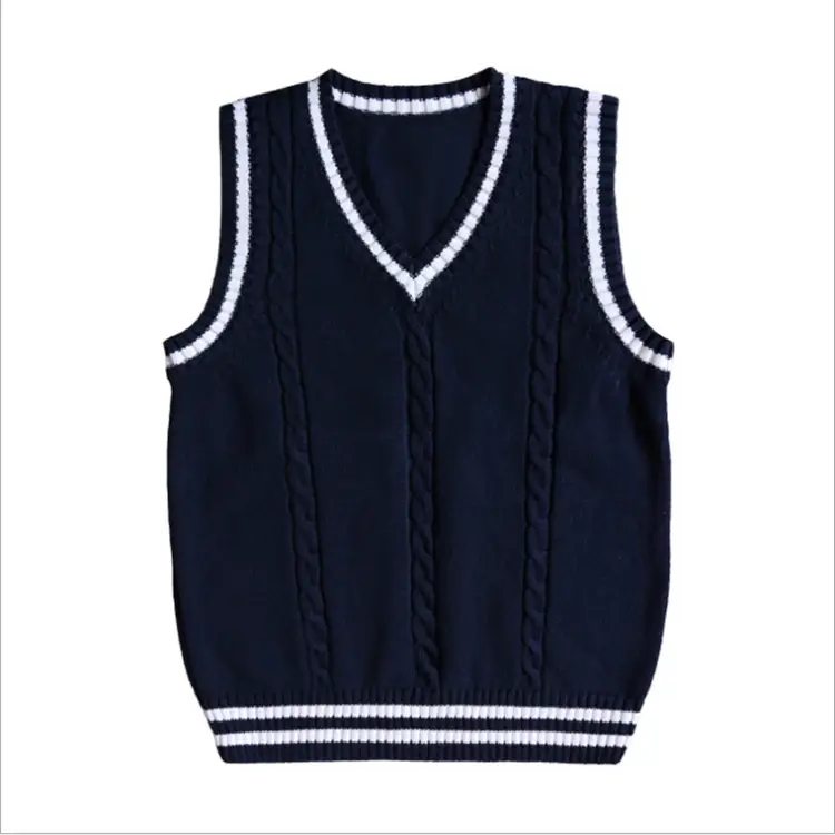 Japanese Style V Neck Sleeveless Vest Black White