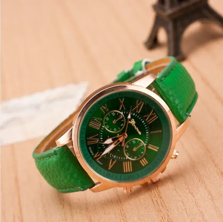 Women's Green Roman Dial Geneva Watch with Rose Gold Case - Image 5