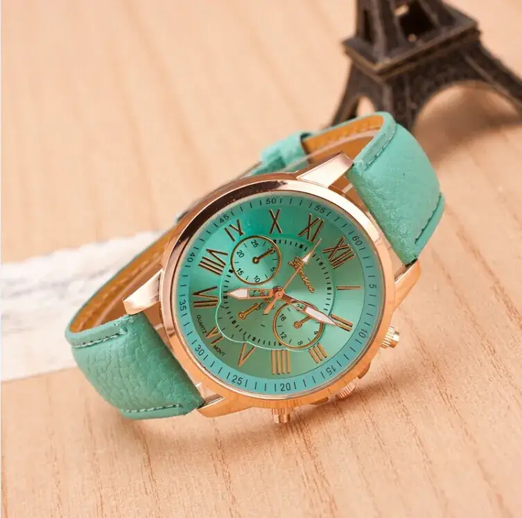 Women's Green Roman Dial Geneva Watch with Rose Gold Case - Image 9