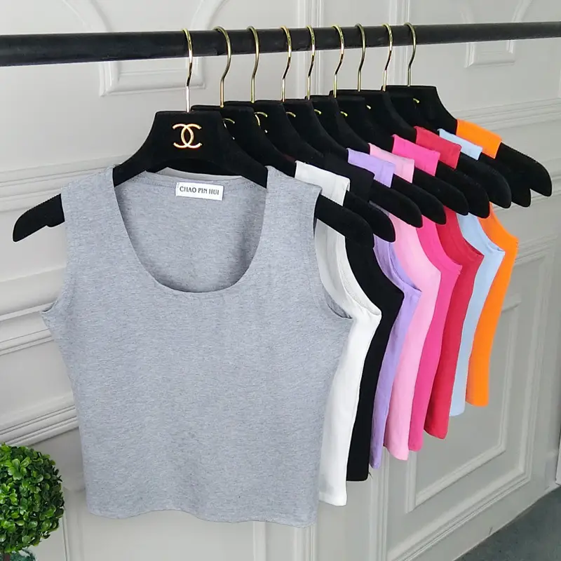 Women Sleeveless T-Shirt Grey Korean Style Summer Wear - Image 6