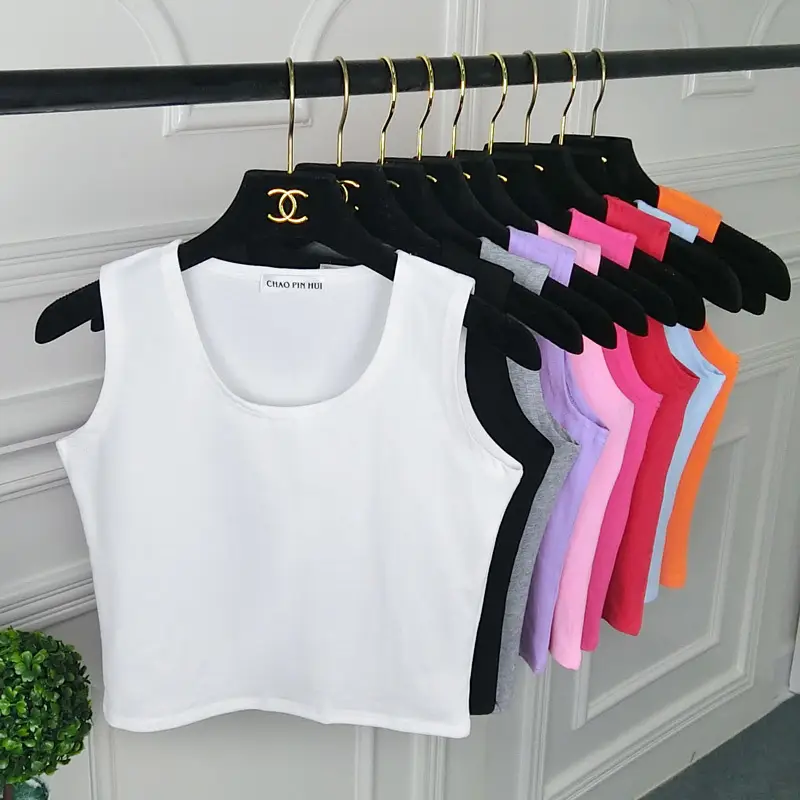 Women Sleeveless T-Shirt Grey Korean Style Summer Wear - Image 3