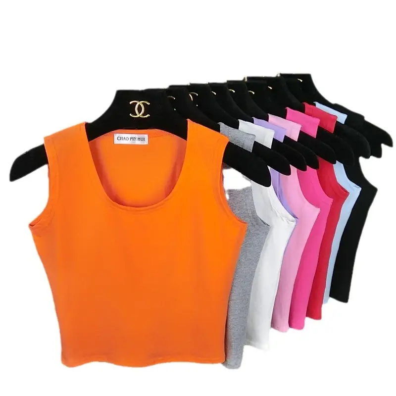 Women Sleeveless T-Shirt Grey Korean Style Summer Wear - Image 8