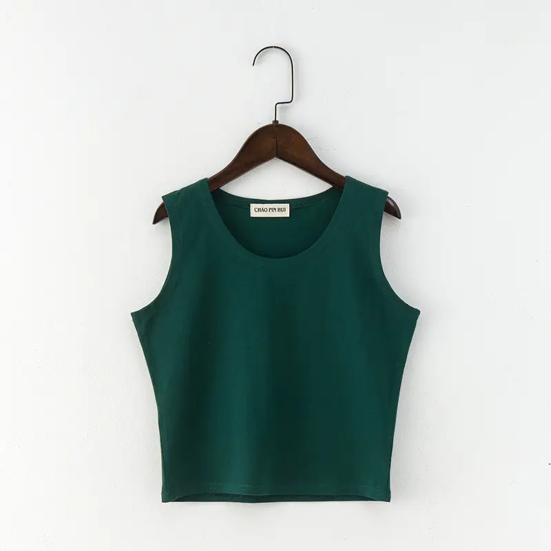 Women Sleeveless T-Shirt Grey Korean Style Summer Wear - Image 5