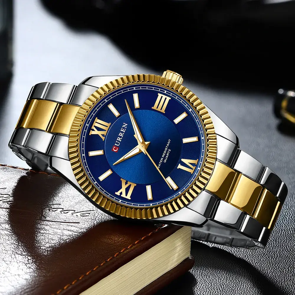 Men's Waterproof Quartz Watch with Gold Steel Band - Image 7