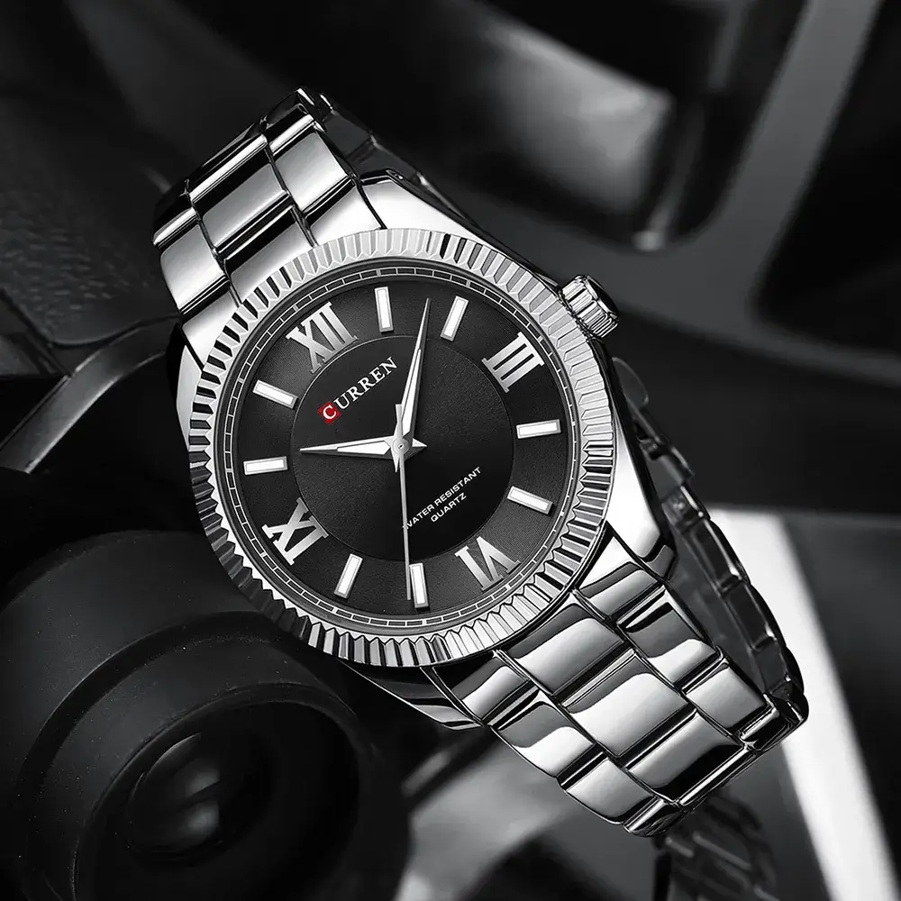 Men's Waterproof Quartz Watch with Gold Steel Band - Image 9