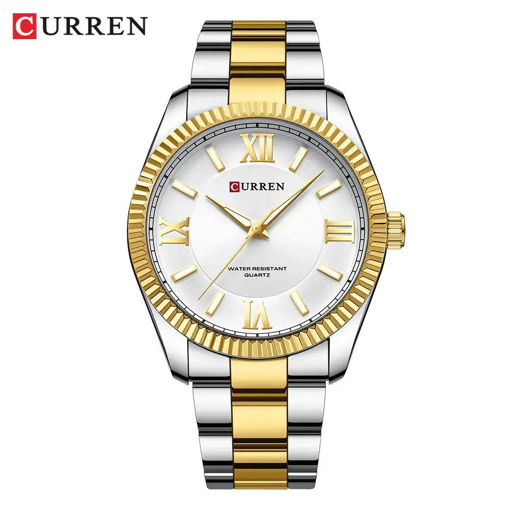 Men's Waterproof Quartz Watch with Gold Steel Band - Image 2