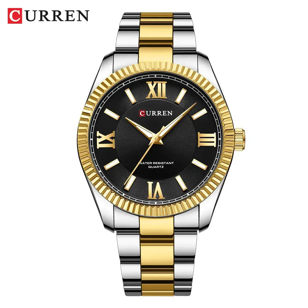 Men's Waterproof Quartz Watch with Gold Steel Band - Image 3