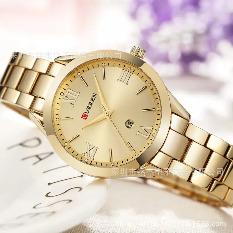 CURREN Women's Gold Steel Band Quartz Watch Blue Dial - Image 11