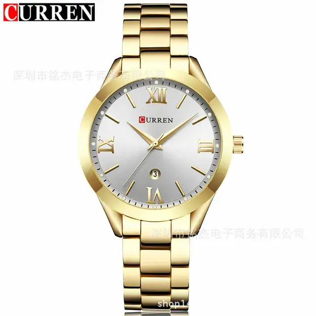 CURREN Women's Gold Steel Band Quartz Watch Blue Dial - Image 3