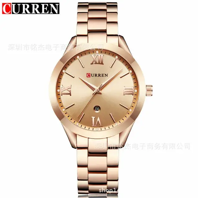 CURREN Women's Gold Steel Band Quartz Watch Blue Dial - Image 4