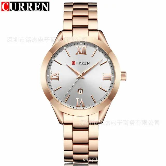 CURREN Women's Gold Steel Band Quartz Watch Blue Dial - Image 5