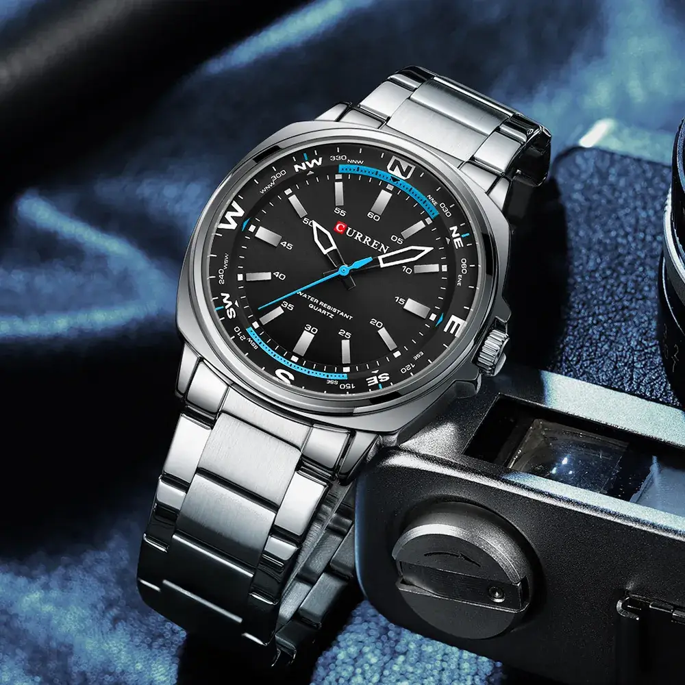 Men's Waterproof Steel Sports Watch with Blue Dial - Image 8