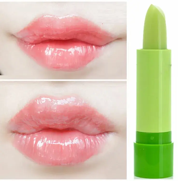 Aloe Vera Green Lipstick for Girls Non-Fading Color-Changing - Image 4