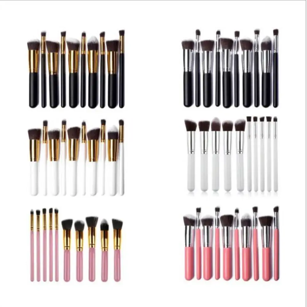 10 Piece Makeup Brush Set Wooden Handle 16mm Normal Use