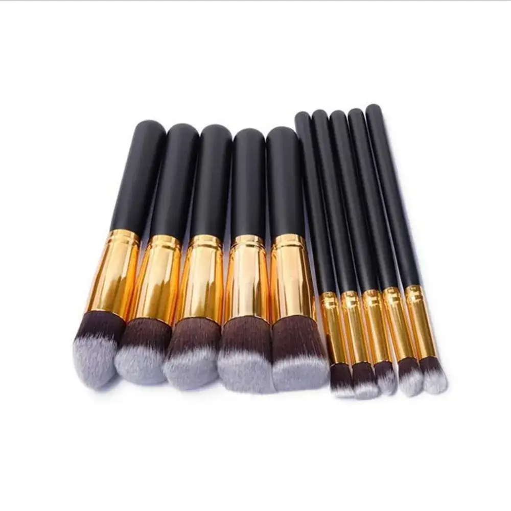 10 Piece Makeup Brush Set Wooden Handle 16mm Normal Use