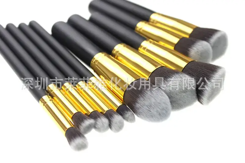 Black-Gold 10pcs makeup brush2
