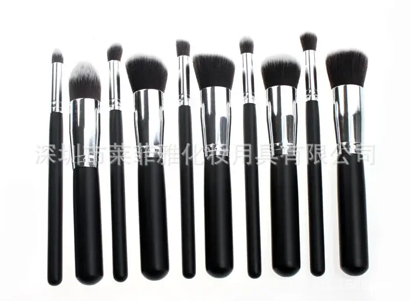 Black-Silver 10pcs makeup brus
