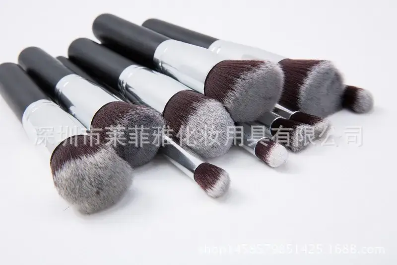Black-Silver 10pcs makeup brus