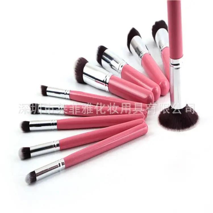 Pink-silver 10pcs makeup brush