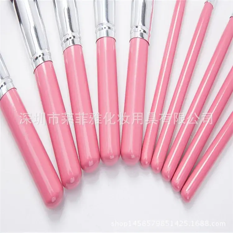 Pink-silver 10pcs makeup brush