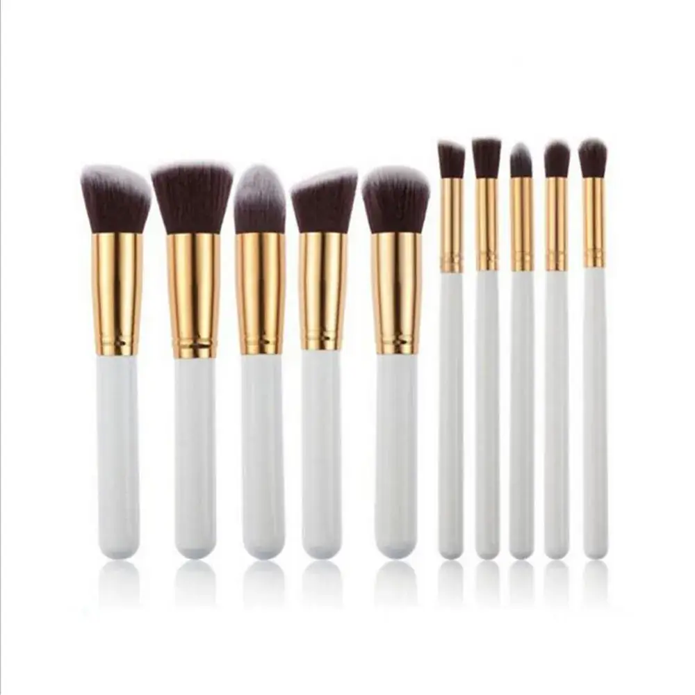 10 Piece Makeup Brush Set Wooden Handle 16mm Normal Use