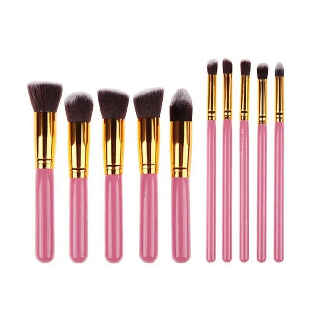 10 Piece Makeup Brush Set Wooden Handle 16mm Normal Use