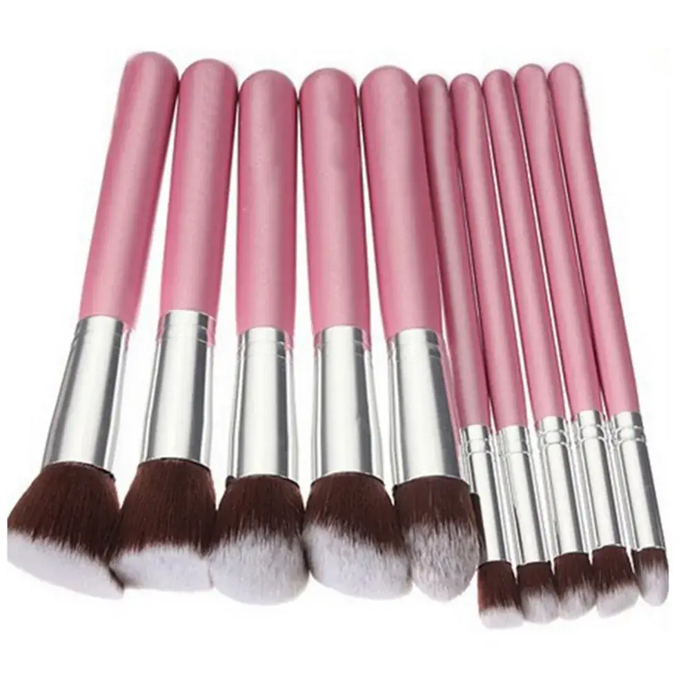 10 Piece Makeup Brush Set Wooden Handle 16mm Normal Use