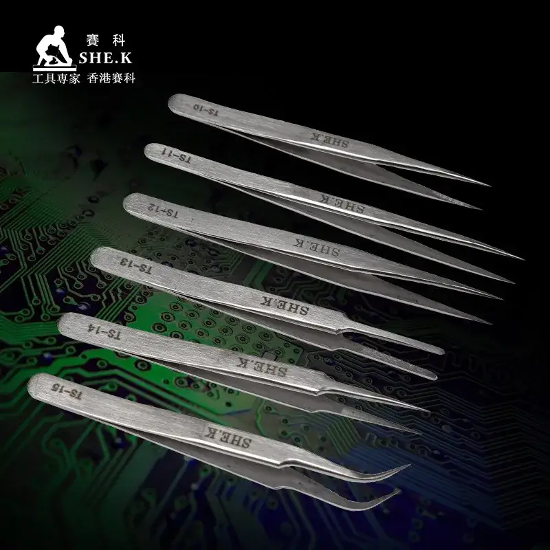 Stainless Steel Anti-Static Pointed Tweezers 6 Pack