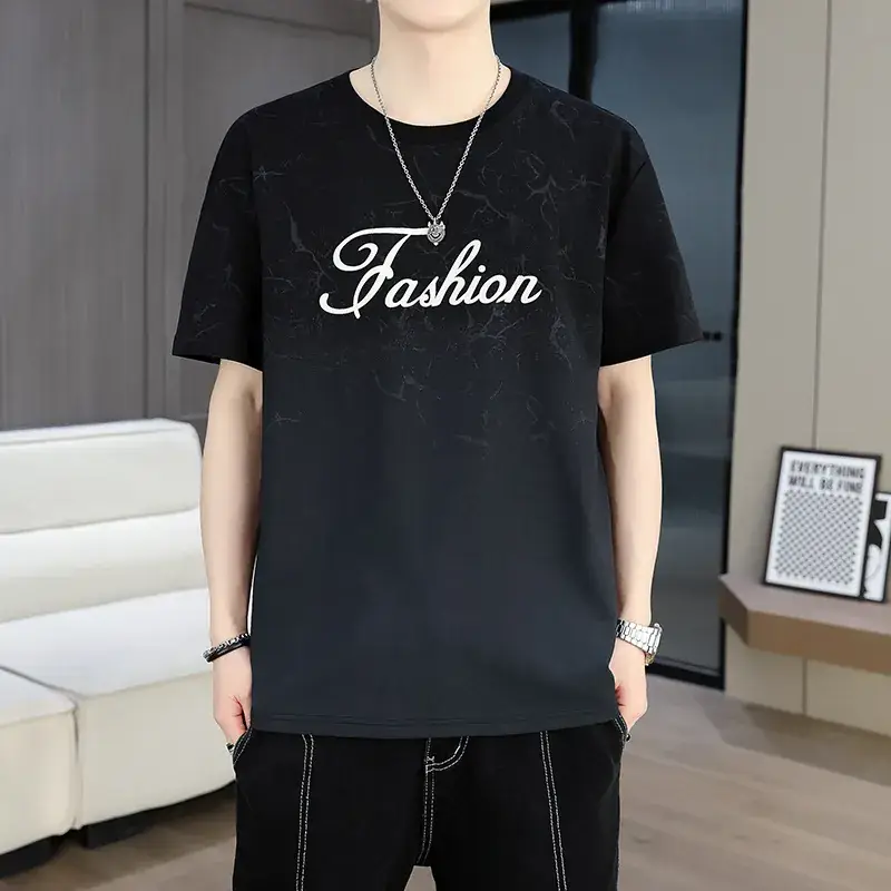 Men Green Fashion Printed T-Shirt Short Sleeve Casual Wear