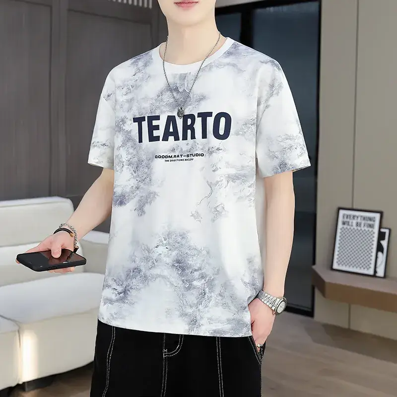 Men Green Fashion Printed T-Shirt Short Sleeve Casual Wear