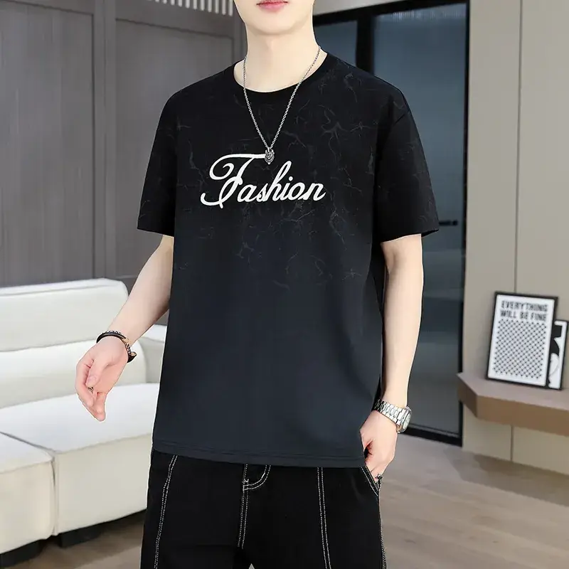 Men Green Fashion Printed T-Shirt Short Sleeve Casual Wear